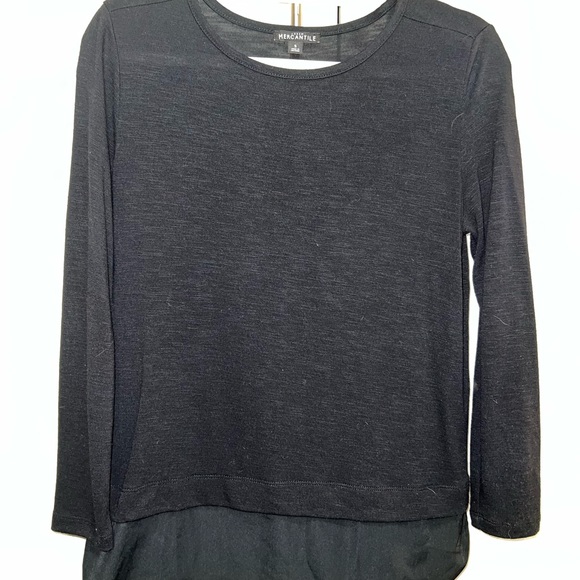 J. Crew Black Cotton Layered Long Sleeve Work Top - Picture 3 of 11